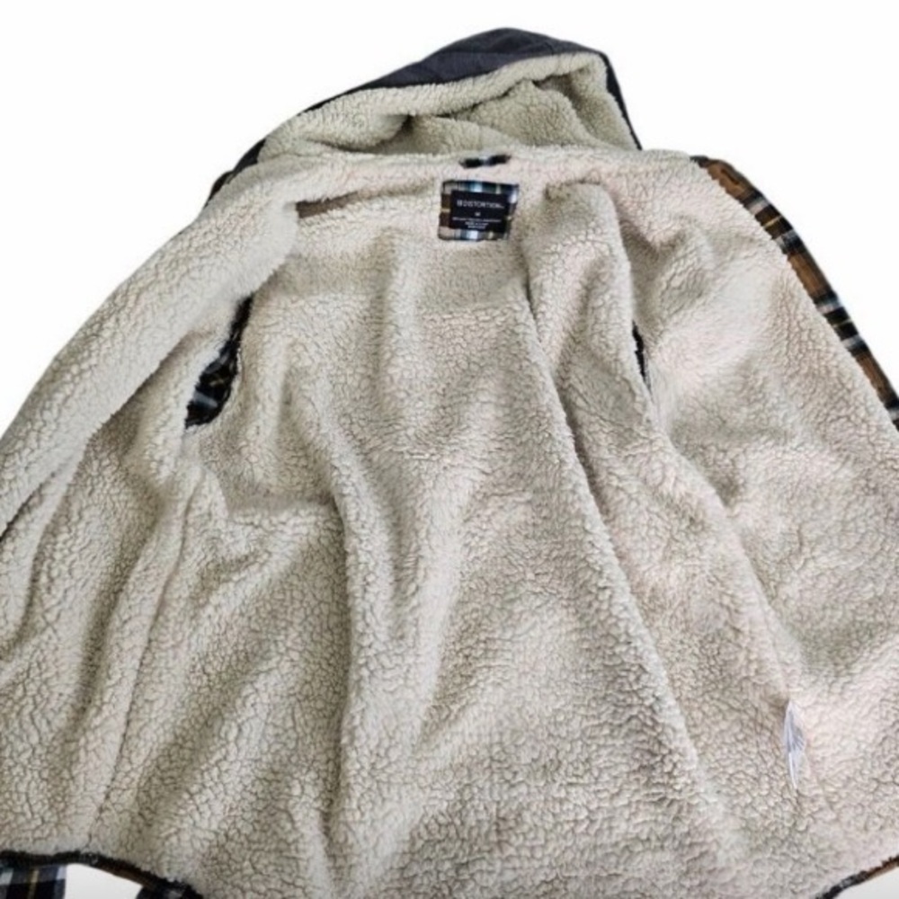 Brown Plaid Flannel Jacket with Hood - Picture 7 of 13